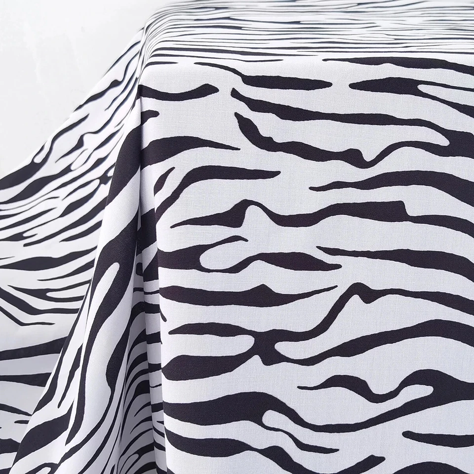 55''Wide By Yard Black White Zebra Striped Dress Robe Abaya Fabric Rayon Viscose - Image 2 of 4