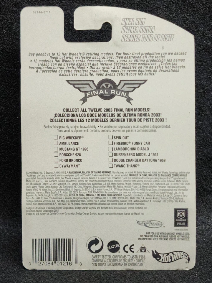 Hot Wheels Final Run 1969 Dodge Charger Daytona - Image 2 of 2