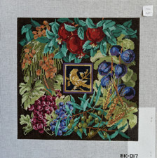 Susan Treglown BK-017 HandPainted Needlepoint Canvas Grapes, Cherries, Bird 13ct