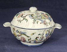 Gien ancien bol à bouillon avec oreilles en faïence Torsadée