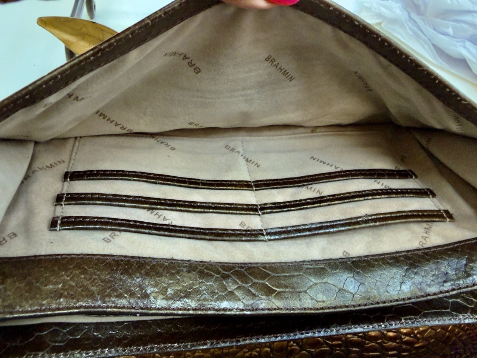 🤎 Brahmin Bryn Python Flap Shoulder Bag Clutch O… - image 7