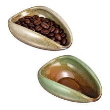 Coffee Dosing Cup, 2pcs Ceramic Coffee Bean Weighing Bowls, White and Green