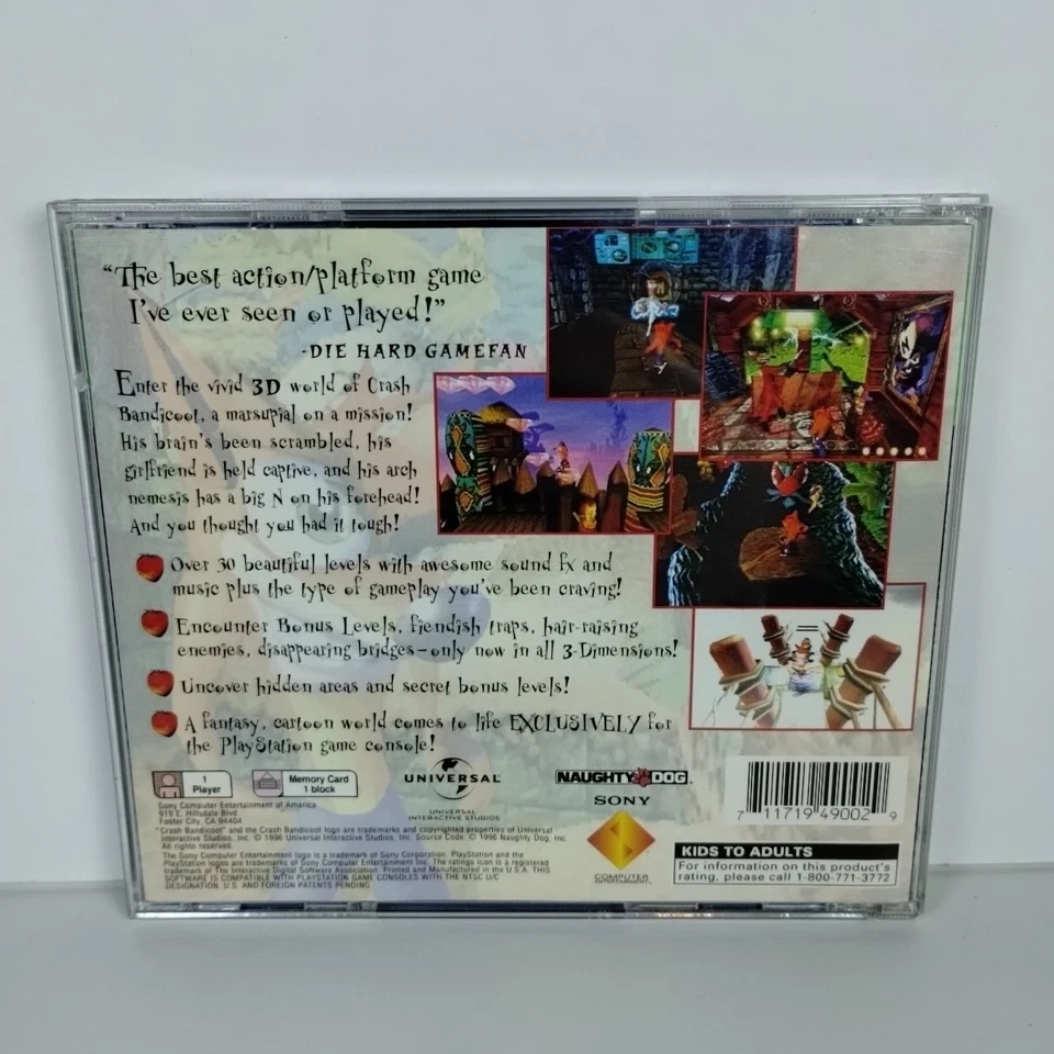 Crash Bandicoot (PlayStation 1, 1996) CIB - Tested  - Image 2 of 4