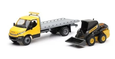 NEWRAY - Mini-chargeur NEW HOLLAND L228 avec camion porte véhicule IVECO - -... - Photo 1/2