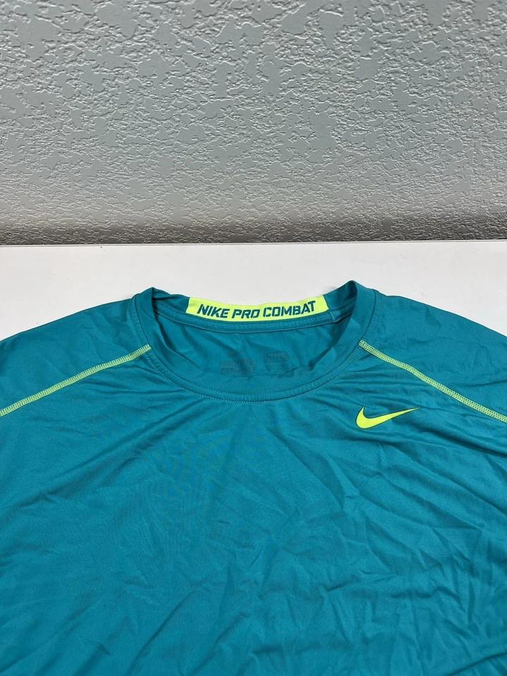 Camiseta deportiva de manga corta Nike Dri-Fit Pro Combat verde azulado para hombre XL Foto 4 de 4