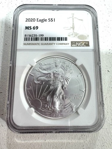 2020 $1 American Silver Eagle NGC MS69 Brown Label