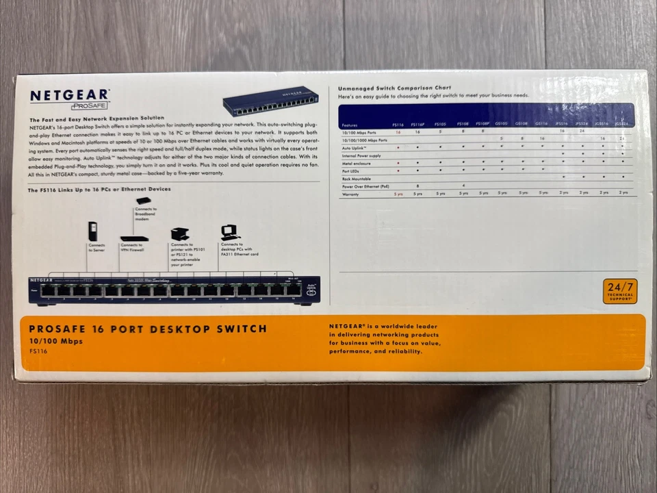 Netgear ProSafe 16-Port Desktop Switch FS116 New In Box And Sealed Computer - Image 3 of 4