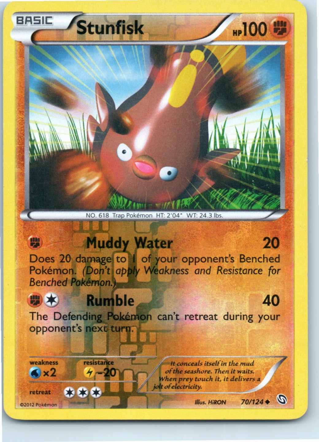 Stunfisk Dragons Exalted 70/124 Uncommon Reverse Holo Pokemon LP