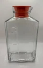 Vintage Anchor Hocking 2 Qt Glass Refrigerator Pitcher Orange Lid Ribbed MCM USA