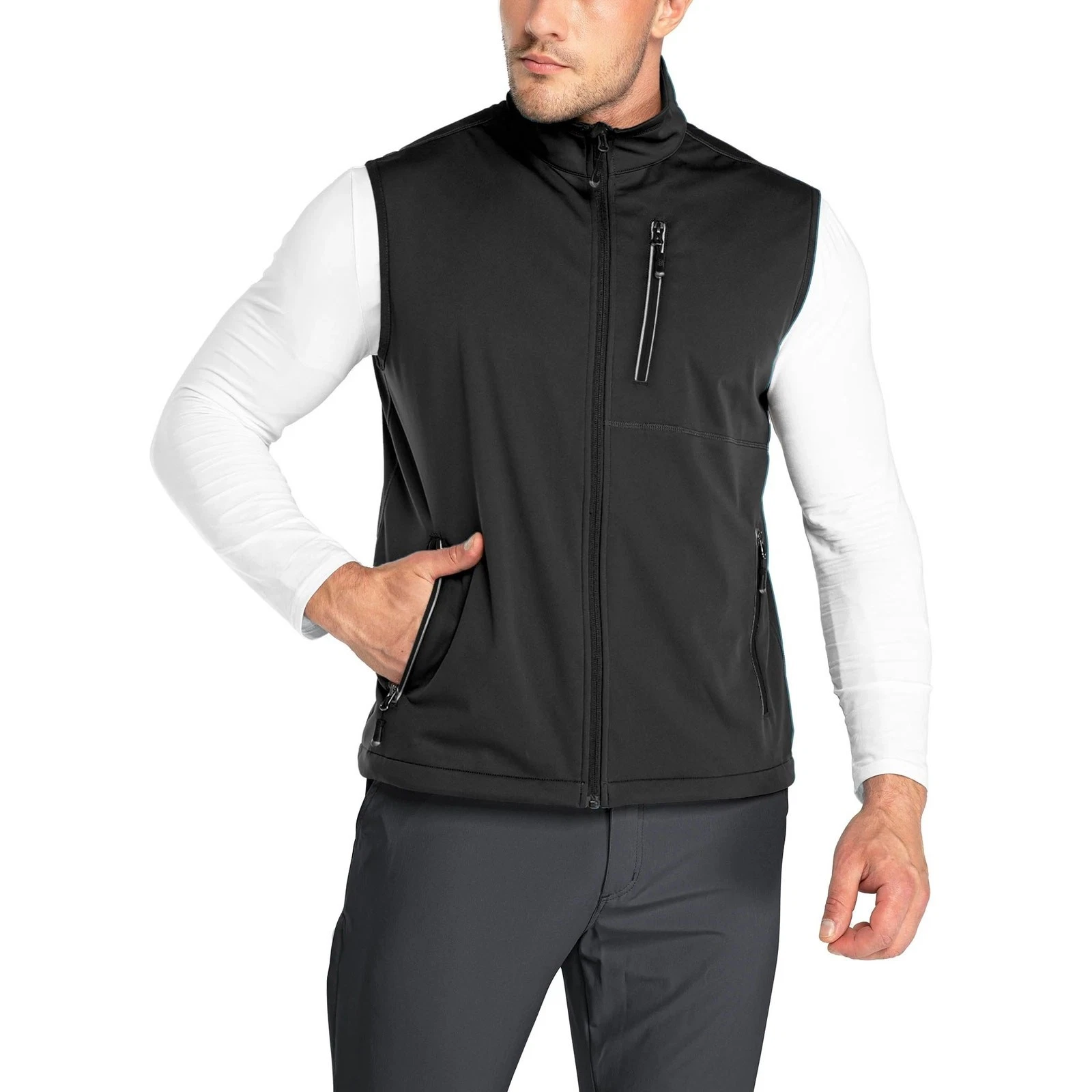 33,000ft Men's Medium Lightweight Softshell Gilet Windproof Black Vest G30-14
