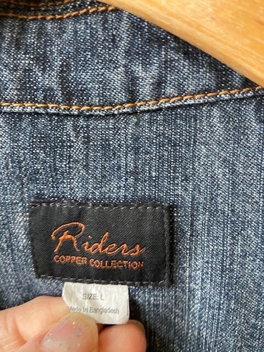 Riders CopperCollection Women's Denim Jacket Sz L Western Cowgirl Buffalo - Picture 6 of 7