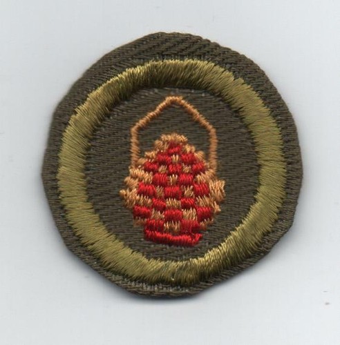 Basketry Merit Badge, Type E Khaki Narrow Crimped (1947-60), Lt-Use - 第 1/1 張圖片