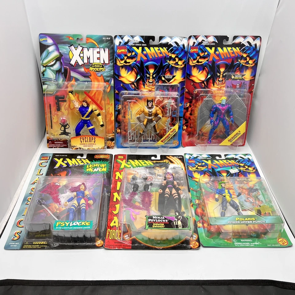 Marvel X-Men Action Figure Lot Of 6 Wolverine, Cyclops Toybiz Vintage 90s New - Image 2 of 4