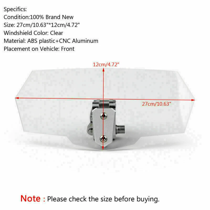 Universal Adjustable Windshield Screen Extension Deflector For Honda Yamaha T9 A - Изображение 2 из 4