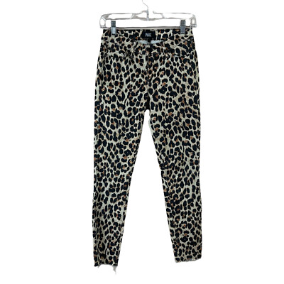 PAIGE womens size 24 leopard print vertigo ankle raw hem denim skinny jeans 