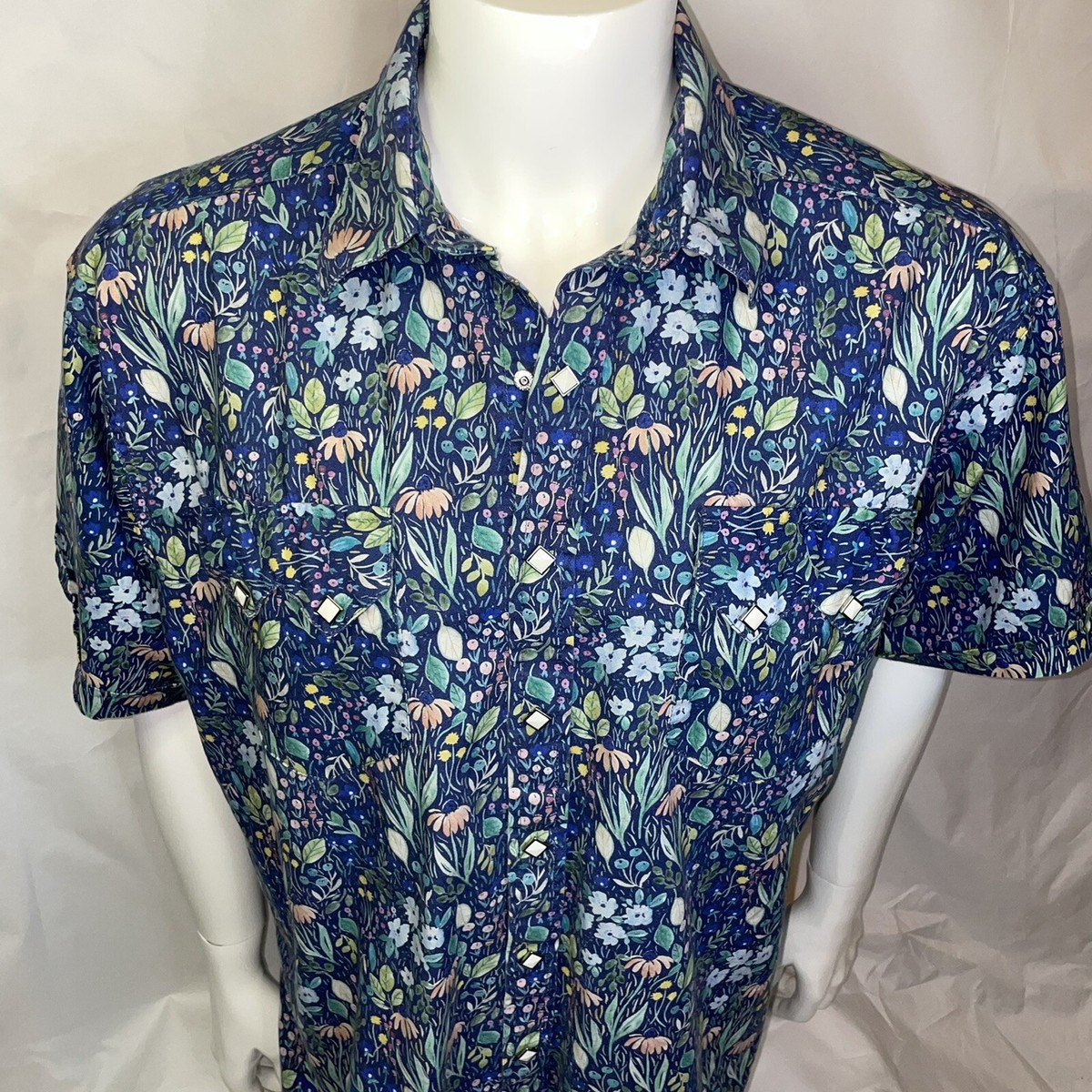 Rockmount Ranch Wear Tru-west Short Sleeve Shirt Large Hawaiian