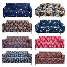 1/2/3/4 Seat Spandex Printed Couch Cover Floral Stretch Slipcover Sofa Protector