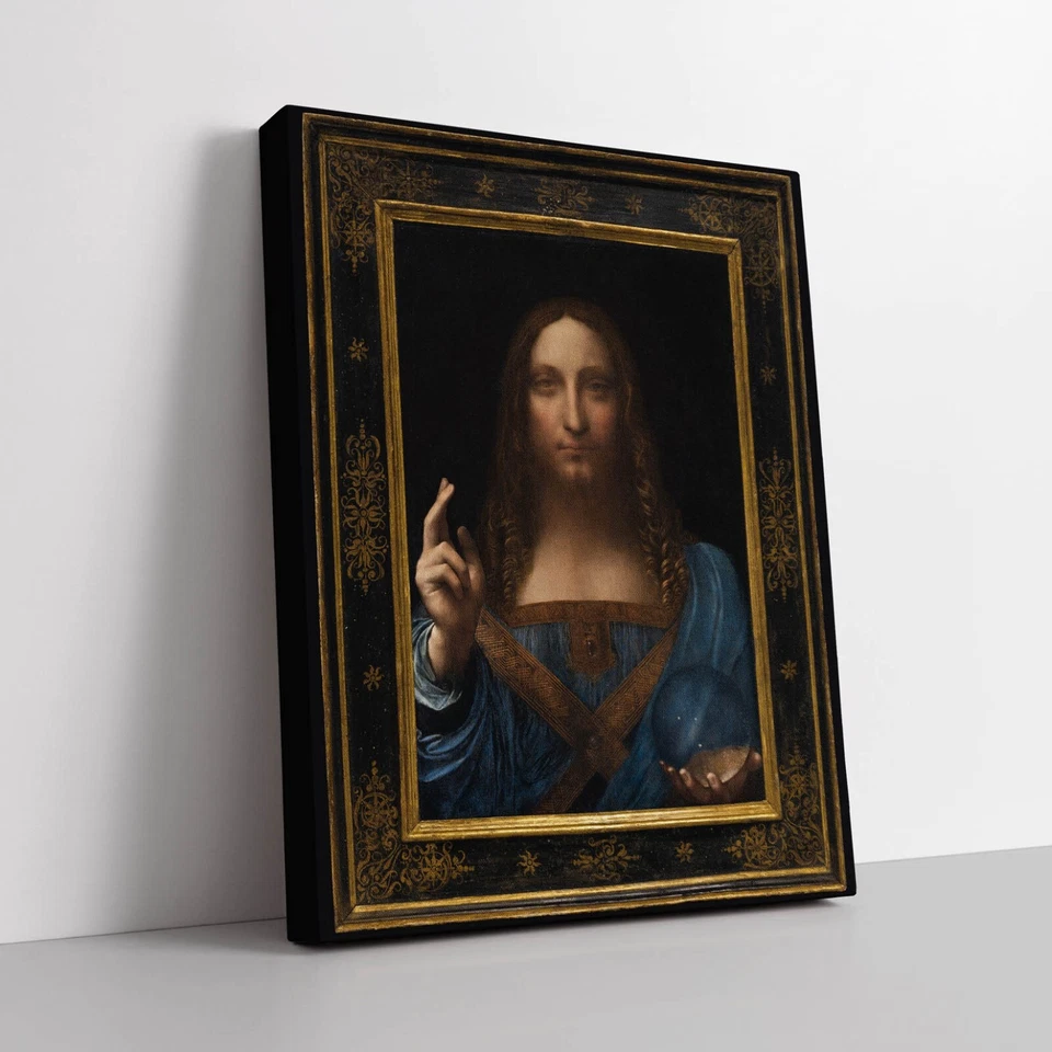 Riproduzione su Tela del "Salvator Mundi" di Leonardo da Vinci |Q1308| Stampa - Immagine 2 di 3
