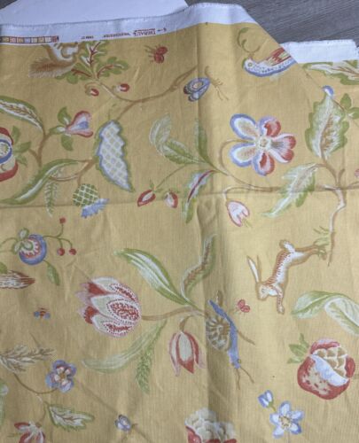 Thibaut Yellow Winchester Home Decor Fabric 1 1/4 Yds Fox Floral Heavy - Picture 6 of 6