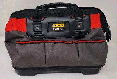#ad Stanley FatMax Work Utility Bag Grey w Blk Red Trim Zip Up Multi Pocket $19.99