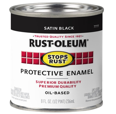 Rust-Oleum Protective Enamel Paint 8oz Satin Black Indoor Outdoor