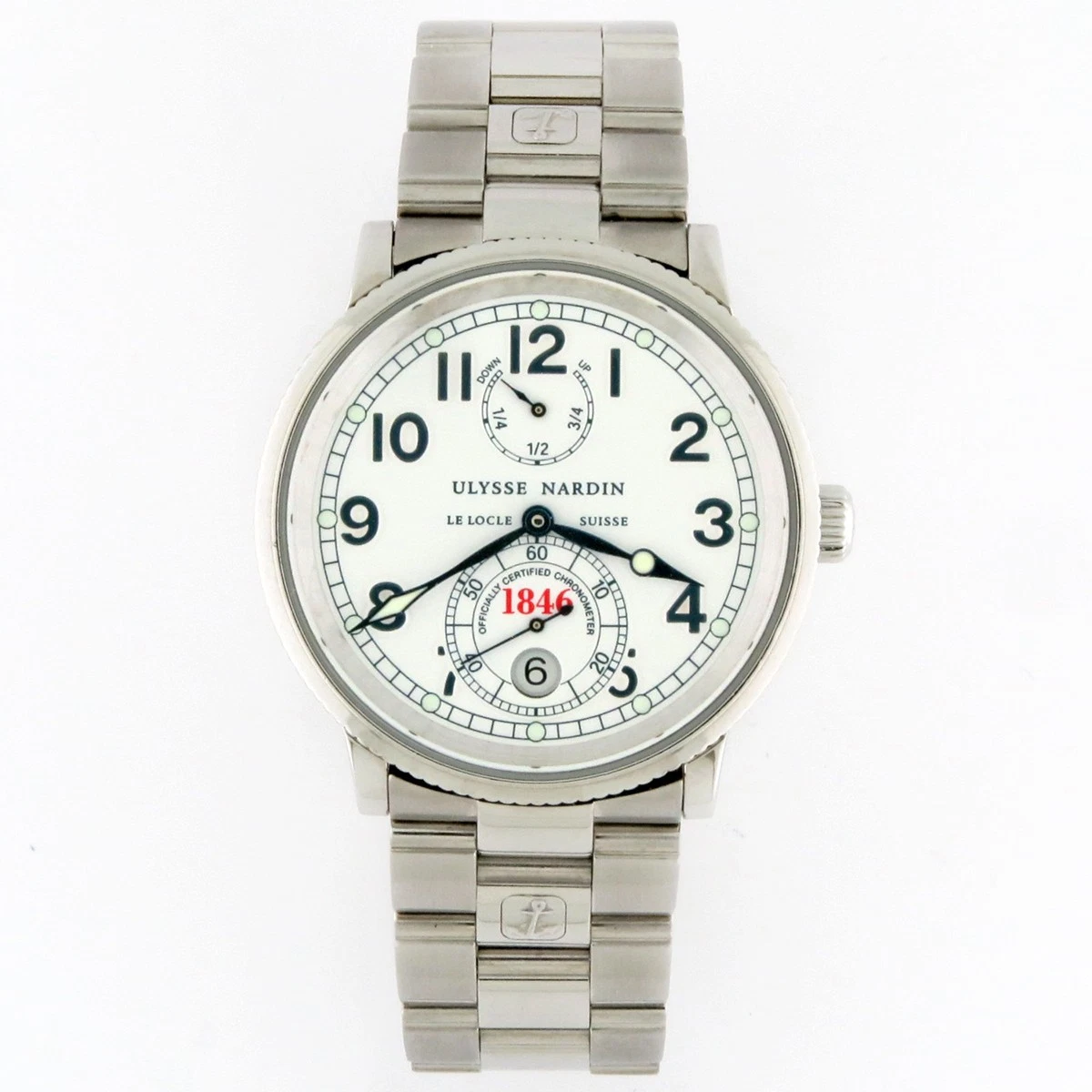 Ulysse Nardin — Ulysse Nardin Marine Chronometer 1846 White Dial SS Bracelet Watch 263-22 38mm
