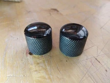 Fender Telecaster Precision Bass Style Pair, Black Metal Knobs with SET SCREWS