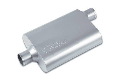 Street Flow - SF42442 2 Chamber 4''x9.5'' Oval Body Muffler - 2.25'' Center In /  2