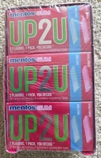 NEW Factory-Sealed UP2U mentos GUM Sugarfree Case Of Twelve 14-Piece Packs