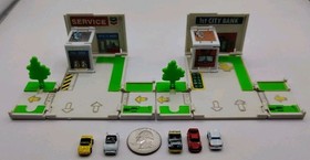 Galoob Micro Machines Lot - 5 Mini Cars & 2 Credit Card Playsets