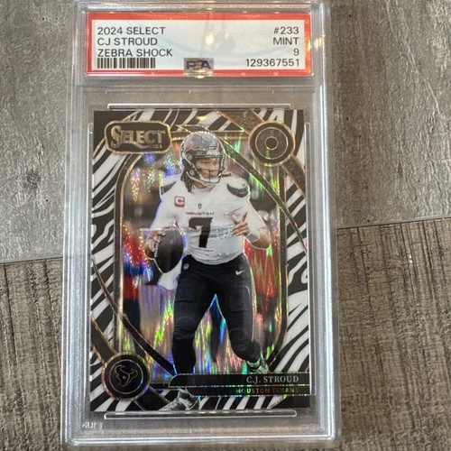 2024 Panini Select C.J. Stroud Zebra Club Level #233 Case Hit SSP Texans PSA 9.
