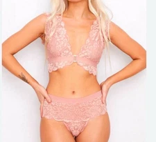 NWT $92 Free People X HAH Got Ur Back Bra XS Spin Me Panties Set Copper Rose