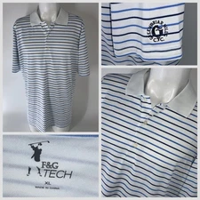 Fairway & Greene Polo Shirt Men XL White Blue Striped Greenbriar Hills CC YGI T5