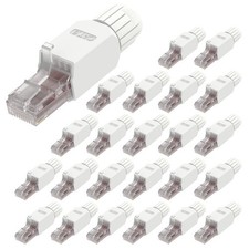 VCELINK RJ45 Connector Tool-Free, CAT6 Field Termination Plug, Gold Plated Mo...