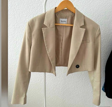 Bershka Damen Blazer beige Gr. M kurz einreih...