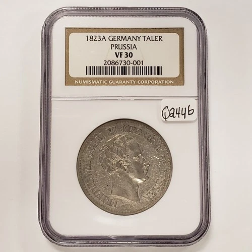 1823-A Taler German States Prussia .537 oz ASW - NGC VF 30 - SKU-Q2446