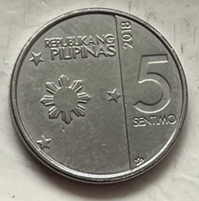 Philippines Pilipinas 2018 5 Sentimo, Crown flower