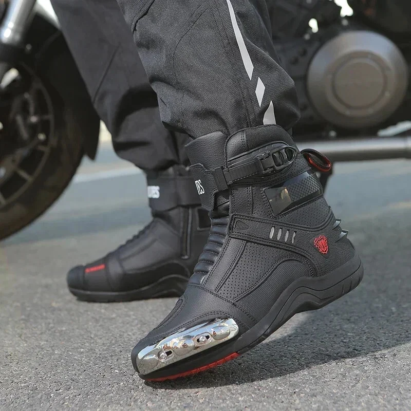 Hombres Botas de Motocicleta Motocicleta Zapatos de Protección al Tobillo Montar Exterior Calzado Foto 2 de 4