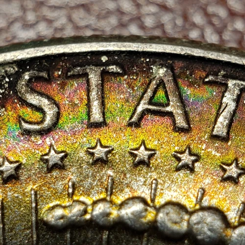 1964 50c Kennedy Half Dollar - Rainbow Accent Toning - BU - SKU-H3353