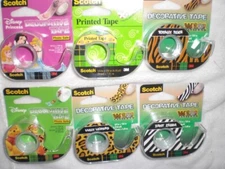 Vtg 6 Rolls Scotch Disney & Animal Leopard Zebra  Tiger Printed Decorative Tape