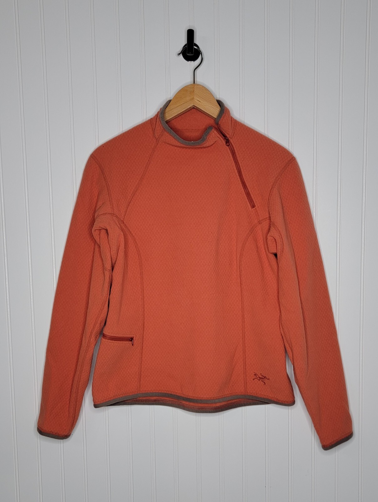 ARC'TERYX Arcteryx Polartec Pullover in Pile Donna Taglia Media Arancione Scollo Zip Laterale