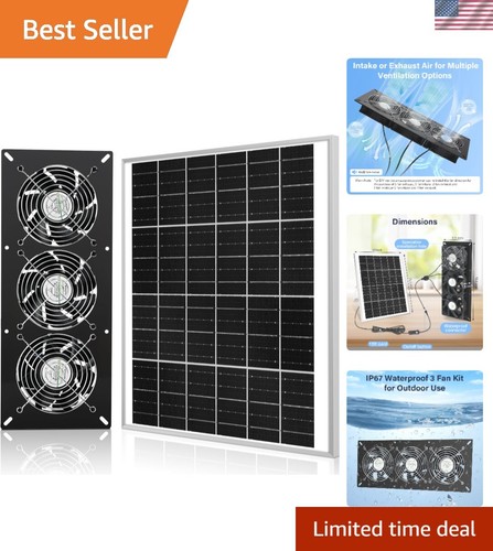 Solar 3 Fan Kit, 25W Solar Panel Powered Exhaust Fan for Outdoor Chicken Coop...