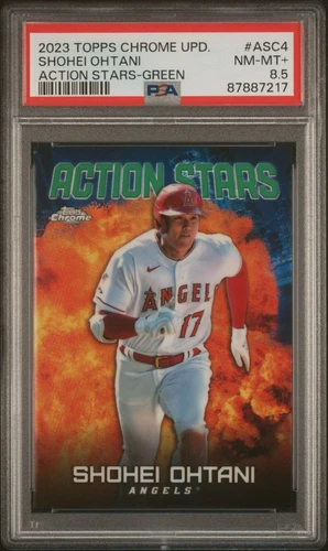 2023 Topps Chrome Update Action Stars #ASC-4 Shohei Ohtani Green 82/99 PSA 8.5