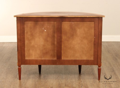 Regency Style Inlaid Walnut Demilune Cabinet Commode - Picture 12 of 12