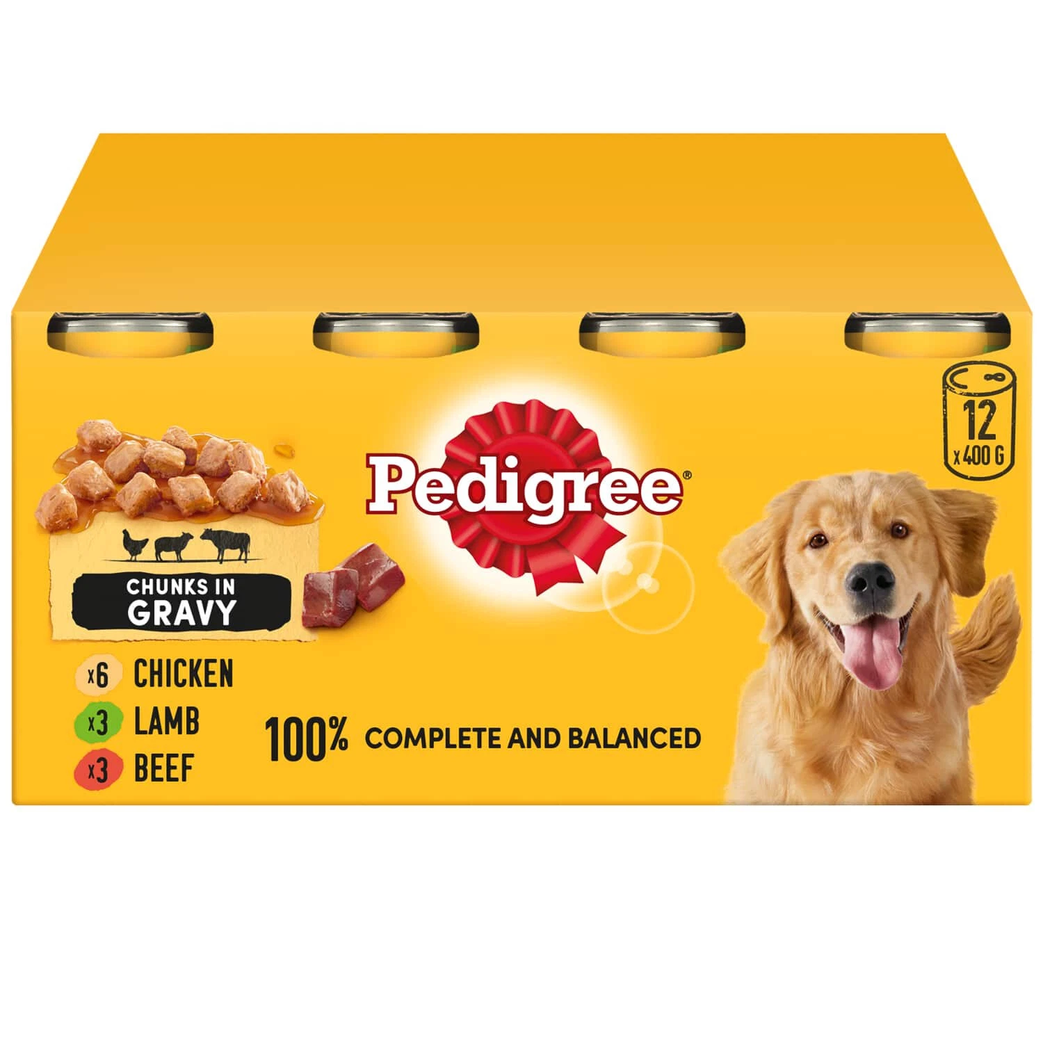 12pk Pedigree Adult Wet Dog Food Chunks in Gravy Selection Beef, Chicken & Lamb