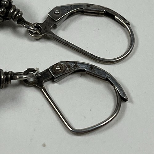 Orecchini pendenti etruschi vintage in argento sterling 925 con sfere di ematite - Foto 8 di 12