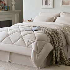 California King Comforter Set Beige - Bed in a Bag California King Size 8 Pieces