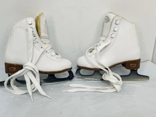 Riedell #12W Kids Girls Sz 9 White Figure Ice Skates  16238