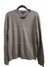 Banana Republic Sweater 100 Extra Fine Merino Wool Brown V-Neck Men's Medium