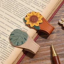 2PCS Vintage Magnetic Leather Bookmark, Leather Magnetic Bookmarks for Women, Ma